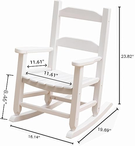 Miniatura 3 de Mecedora de madera para niños pequeños, cómoda silla mecedora para guardería, dormitorio, sala de estar, sala de lectura al aire libre, de 3 a 6