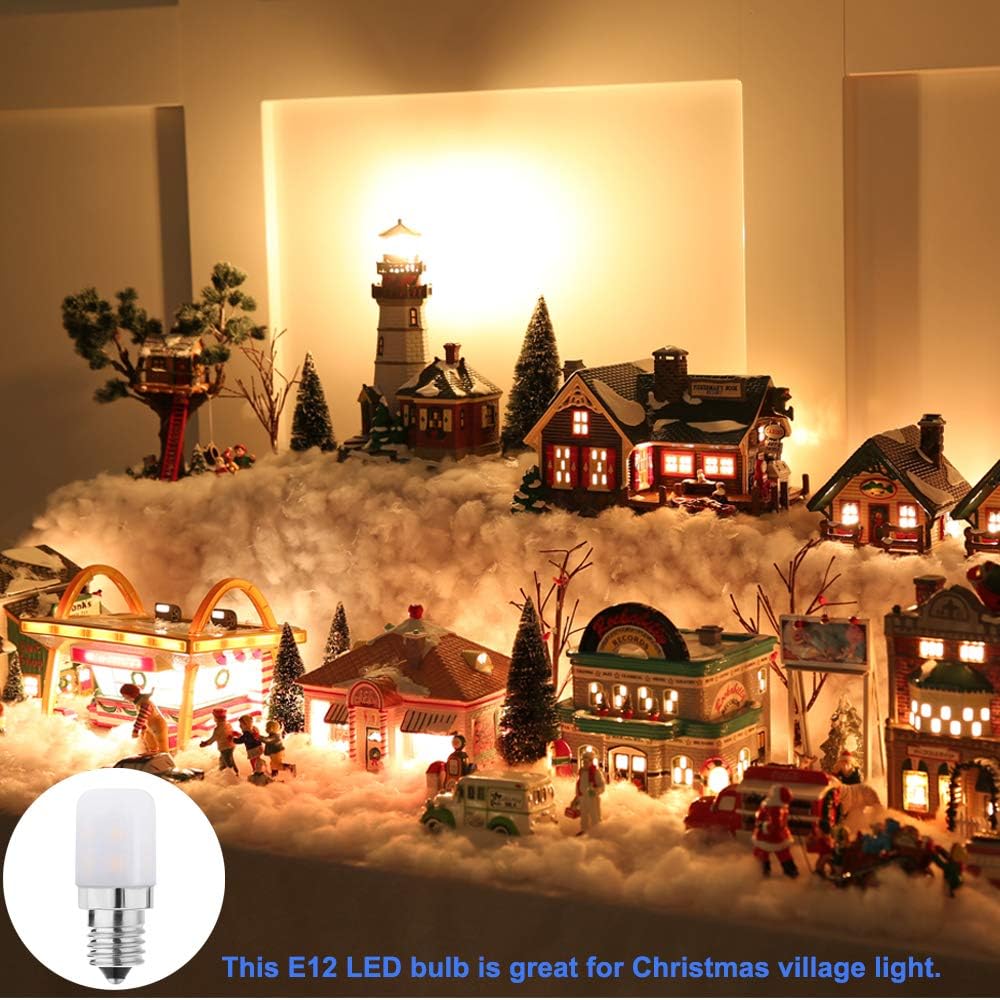 E12 Dryer LED Light Bulb for Dryer Drum and Specific 120V S6 Water Dispenser Light Bulb WE05X20431, Candelabra Base Night Light, Salt Lamp, 2W Warm White 2700K-3000K 2-Pack