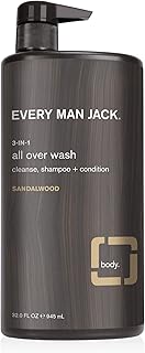 Every Man Jack 3-in-1 All Over Wash, Sandalwood, 32-ounce, brown