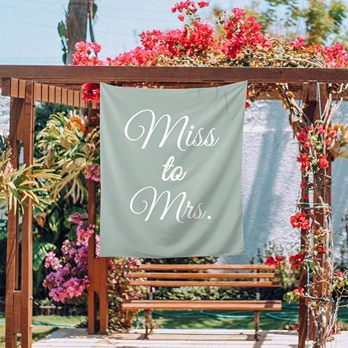 Miniatura 2 de Telón de fondo de Miss to Mrs Sign, Miss to Mrs Sign, Miss to Mrs Tapestry, Miss to Mrs Banner, Future Mrs Backdrop, telón de fondo Matcha para