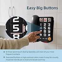 Vista 3 de Extra-Loud (110dB) Landline Phone for Seniors & Hearing Impaired - Hearing Aid Compatible, Large Button Corded Phone with 3 Photo Speed Dial