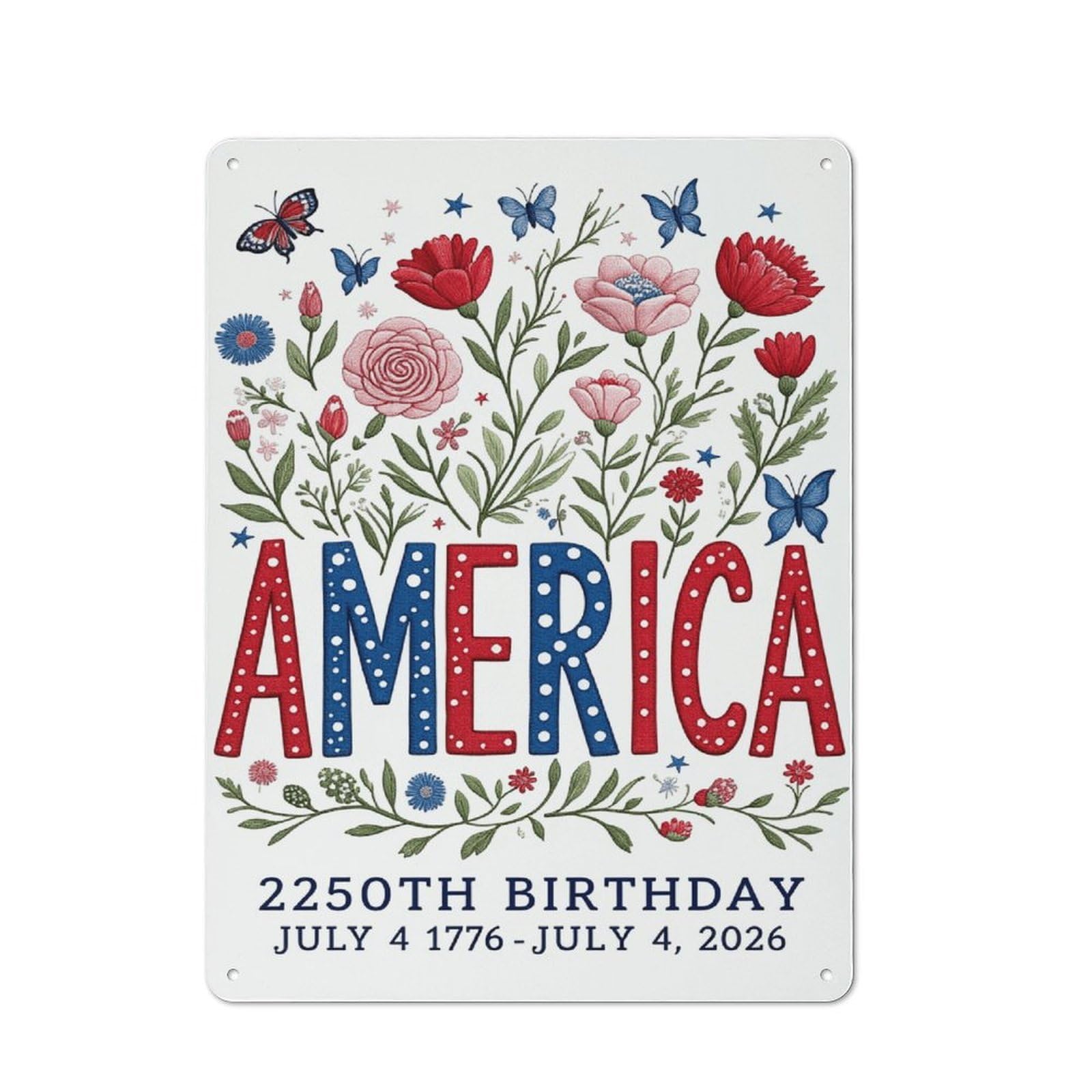 Kwqdozf As Pic America 250Th Birthday – July 4 1776–2026 Celebration Metal Sign Tin Signs