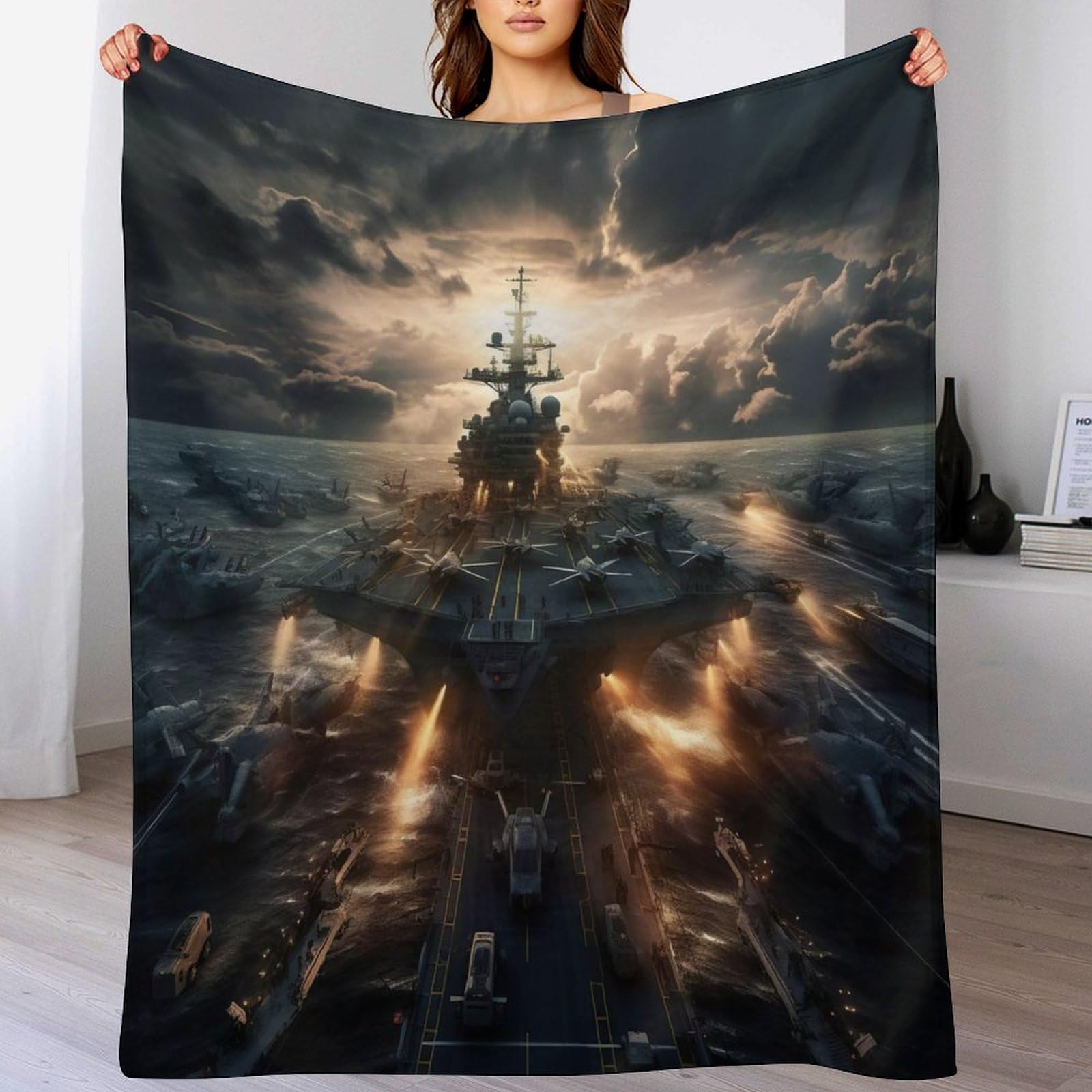 Couverture porte-avions en flanelle 150x200cm douce et chaude pour lit et canapé