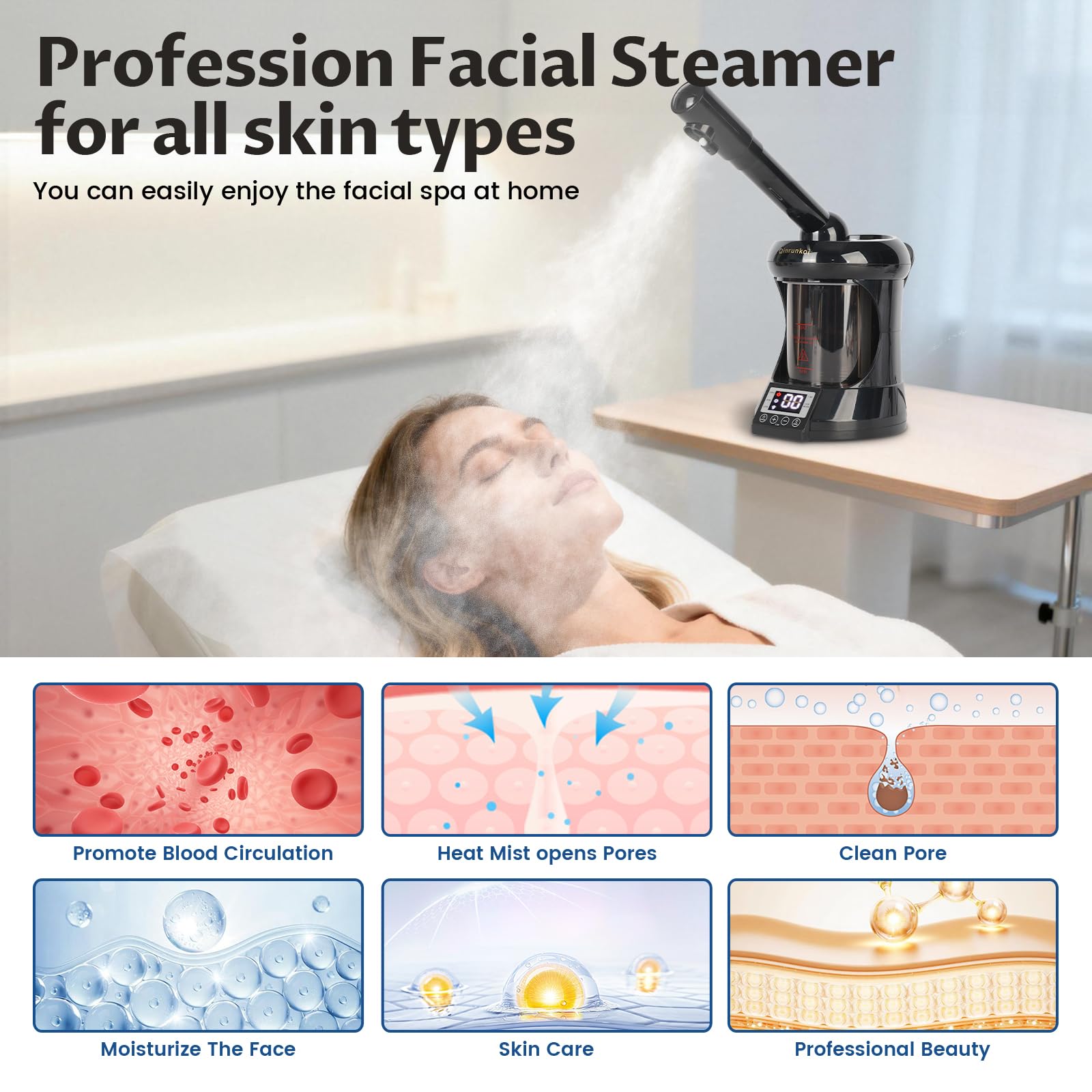 2-in-1 Hair and Facial Steamer with Nano Ionic Mist