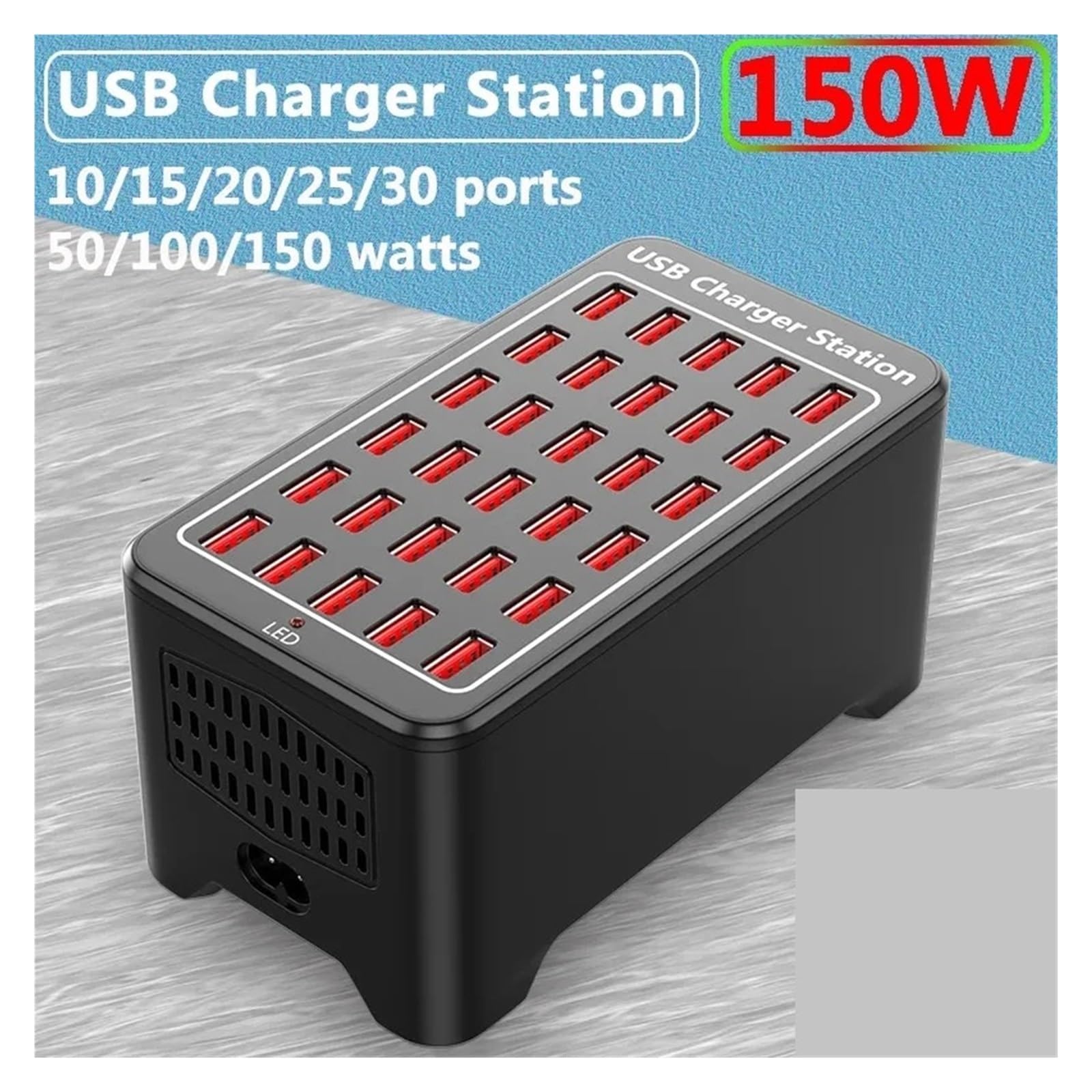 Caricatore USB 50/100/150W 10/15/20/25/30 Porte HUB Stazione Di Ricarica Rapida Da Tavolo Universale Parete Dock For Adattatore Alimentazione For Telefono Cellulare(30-Port USB(150W))