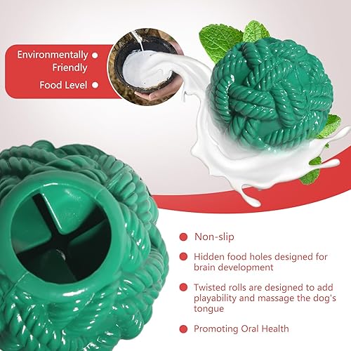 Miniatura 4 de Juguete de bola de cuerda de goma duradera para perros, dispensación de golosinas para razas medianas y grandes, ideal para limpieza y entrenamiento