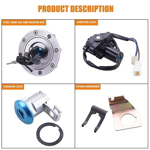 Miniatura 2 de Juego de llaves de bloqueo de asiento para Yamaha YZF R1 R6 1992-2012