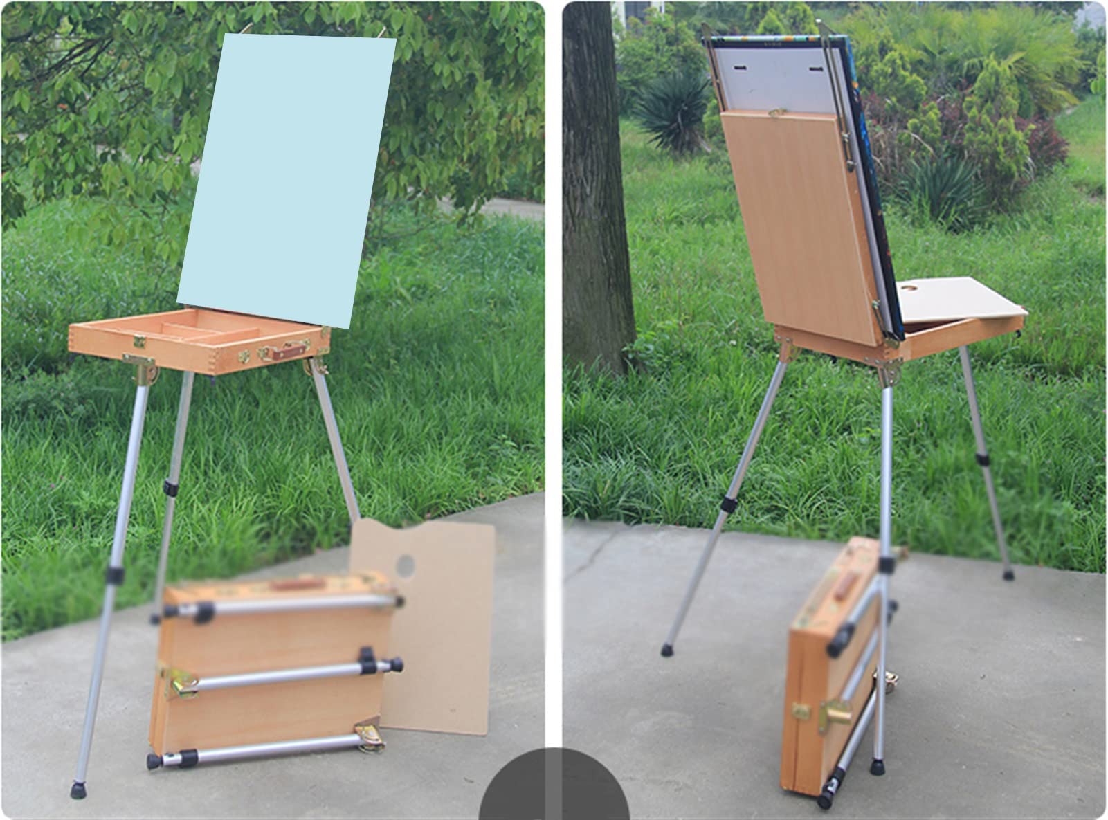 Caballete de Madera Caballete de Mesa Plegable portátil para Dibujar Pintura al óleo Caballete de Pintura de boceto de aleación de Aluminio para el Artista Suministros de Arte