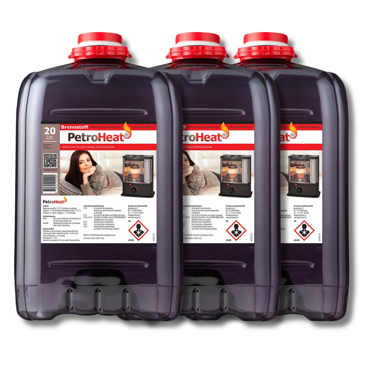 Petroleum 3x 20l geruchsarm für Petroleumofen Heizofen Heizer Lampen Öllampe Heizgeräte Kamin Dochtbrenner Camping Werkstatt