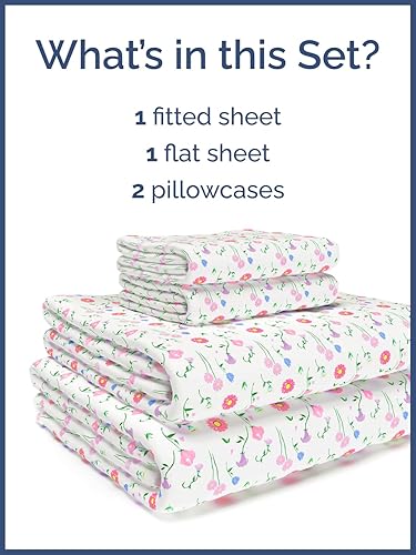 Miniatura 2 de CGK Linens Sábanas tamaño queen, juego de 4 piezas, floral, color rosado, temática de flores, ultrasuave, transpirable, lavable a máquina, para