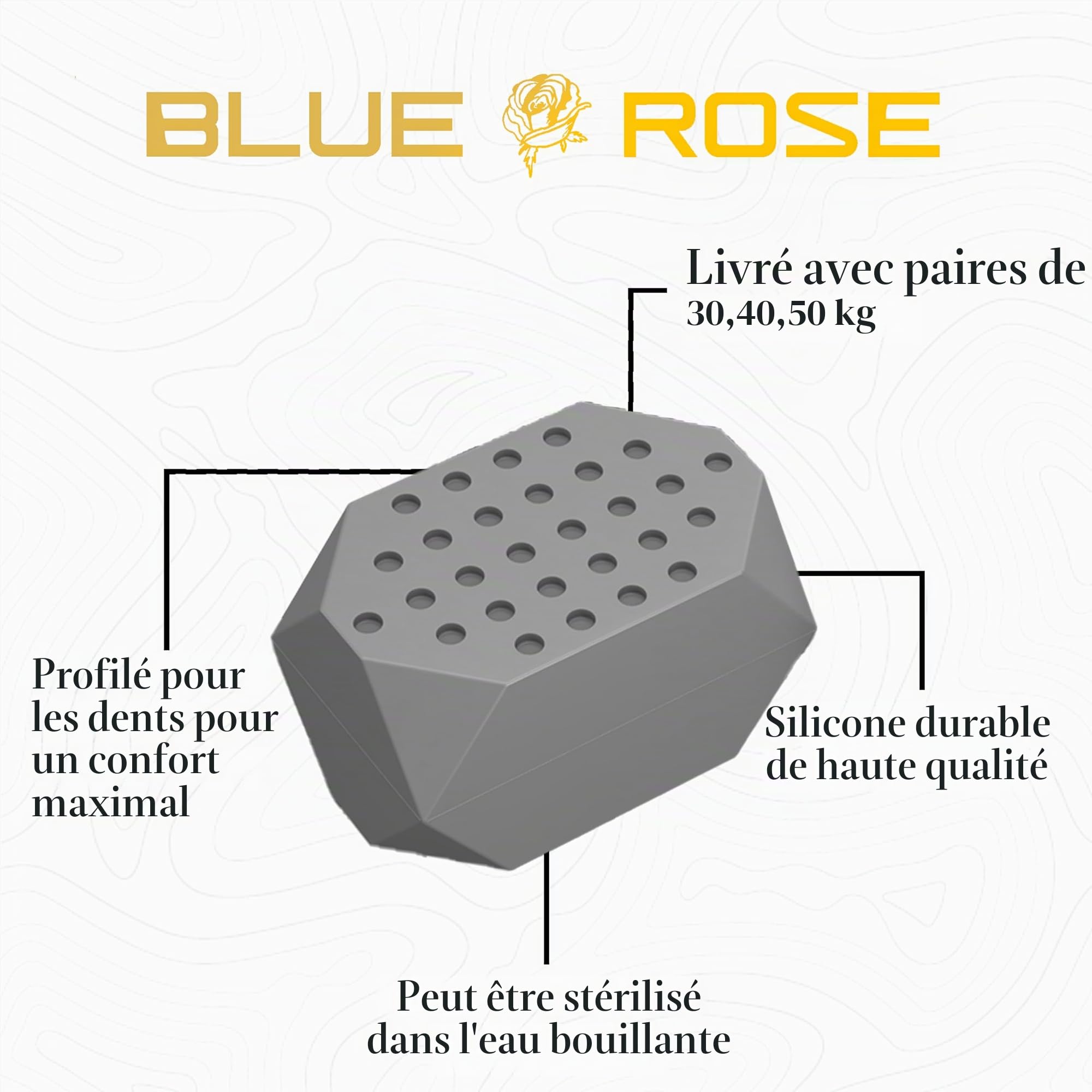 Blue Rose Machoire Musculation Jaw Trainer - Jawline Muscler Mâchoire et Affiner Visage - Gomme Mâchoire Musculation pour Adultes, Hommes et Femmes - Silicone Alimentaire, Résistance Variable