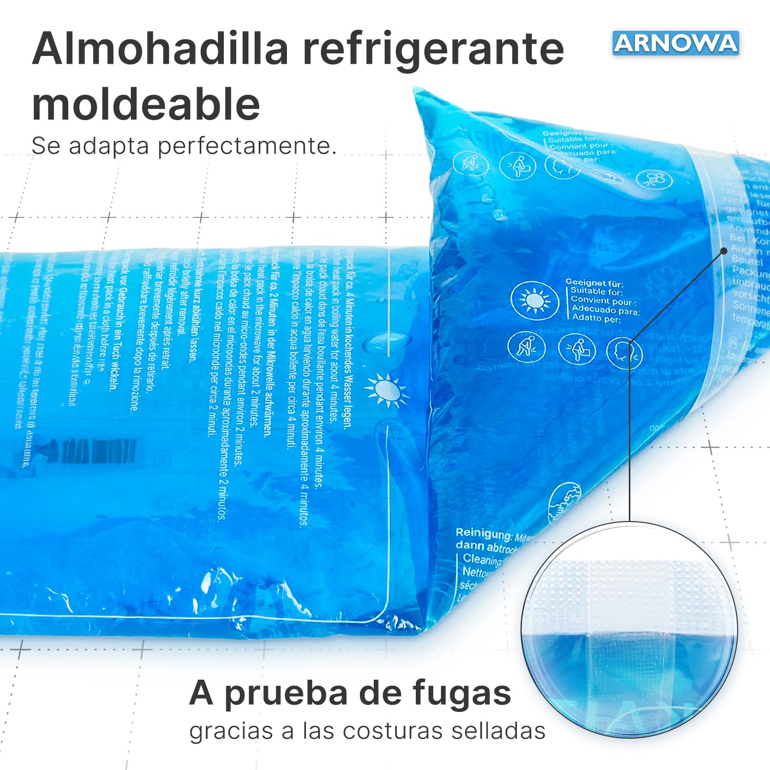 2x Compresas frías de gel reutilizables ARNOMED® 12x29cm, compresas frías y calientes reutilizables y aptas para microondas, almohadillas frías de gel, compresas frías, almohadillas frías