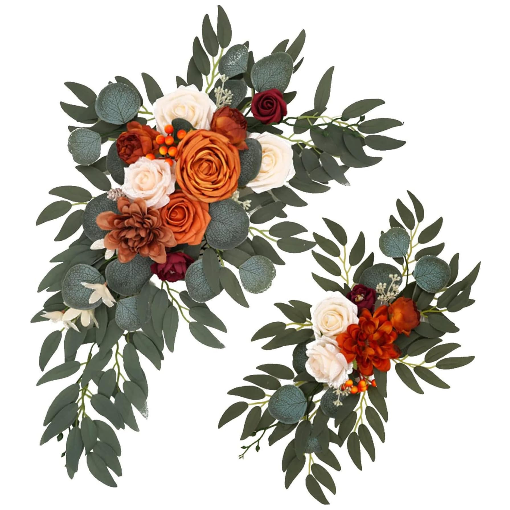CAKEEYUM Floral Swag, 2PCS Artificial Wedding Arch Flowers, Lifelike Rose Flower Swag, DIY Arch Flowers for Wedding Ceremony Backdrop Table Decor, Style 2 Floral Flower