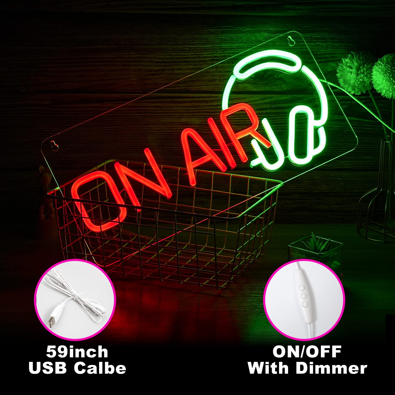 Amazon.co.jp: ON AIRネオンサイン LEDライトサイン USB電源装飾サイン
