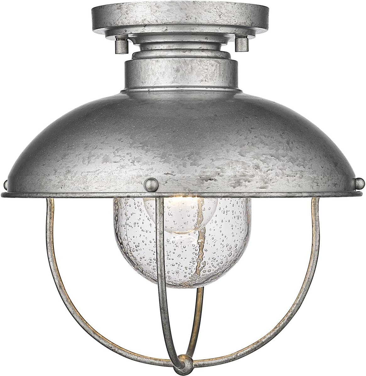 Z-Lite 590F-GV Ansel Outdoor Flush Mount, 1-Light 100 Watts, Galvanized