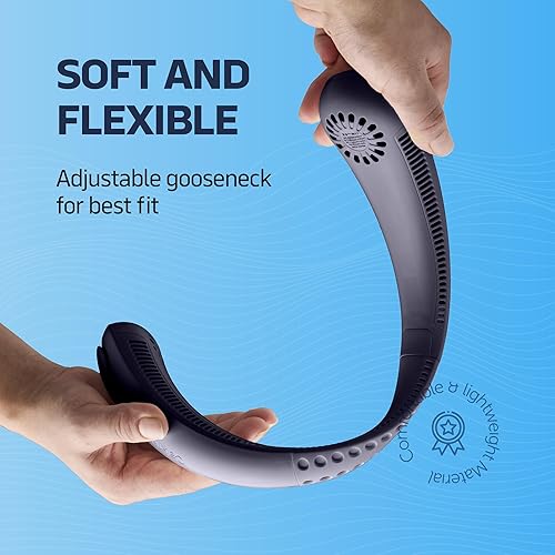 Miniatura 6 de Ventilador de cuello portátil Ventilador de cuello sin aspas recargable de 3 velocidades, ventilador de cuello negro personal ajustable