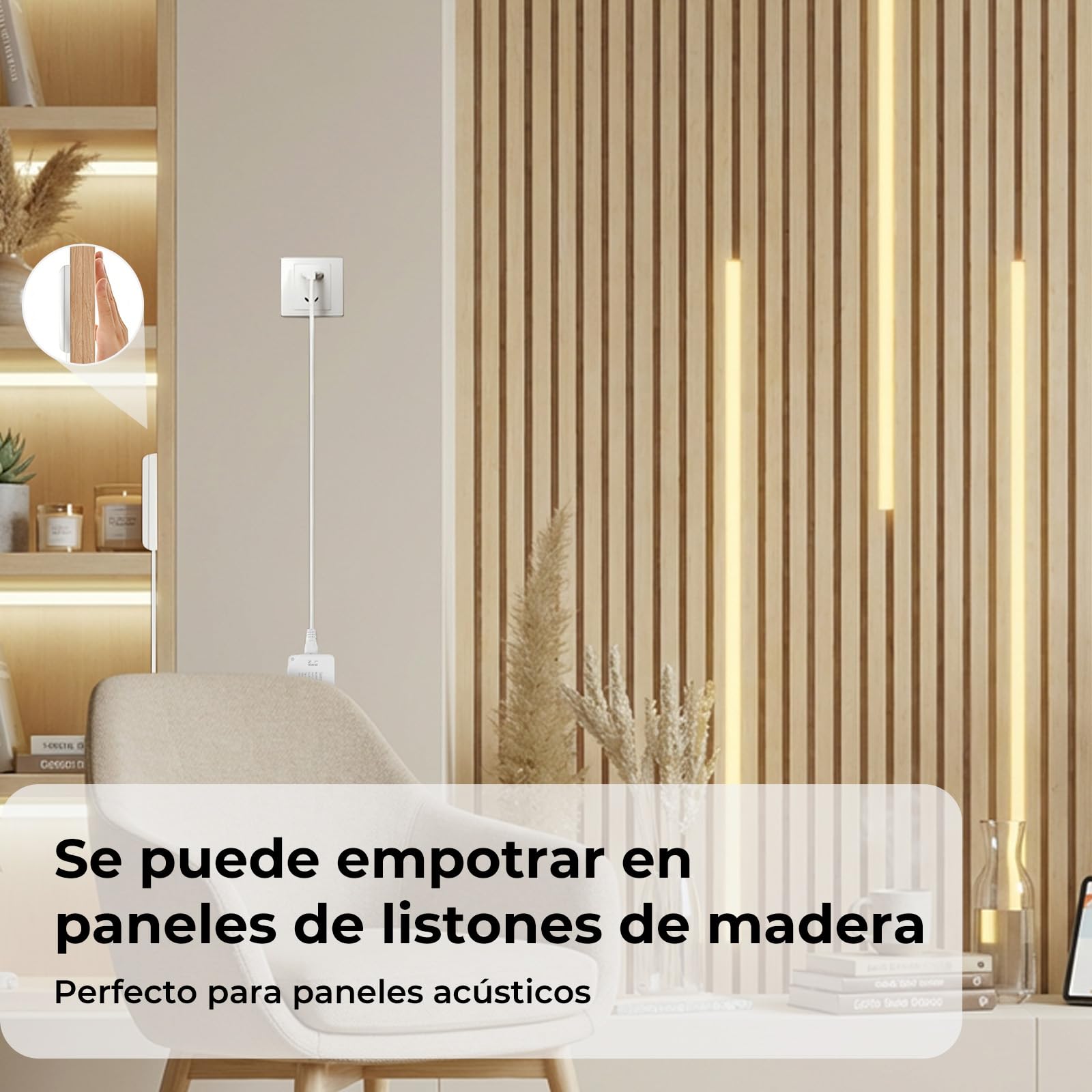 COB Tira LED 6 x 1M con Control Táctil Regulable para Paneles Acústicos, Vitrinas, Armarios, Cocinas, Vinotecas, Estantería, 3000K