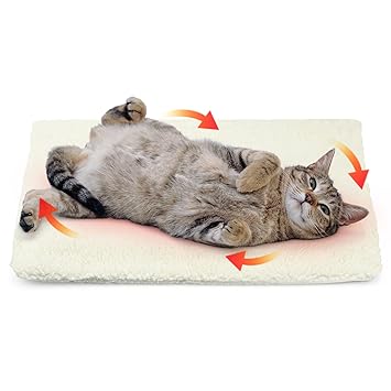 NICREW Cat and Dog Self Heating Pad, Pet Self-Warming Convertible Cuddle Bed, Electric-Free Quilted Cat Heating Mat Indoor, Machine Washable Thermal Dog Blanket, White, Medium, 25