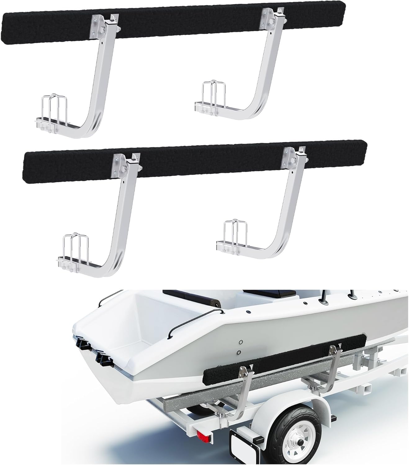 ECOTRIC 61" Adjustable Boat Trailer Bunk Board Guide-On Rails Rustroof Galvanized Steel Ski Boat Fishing Boat Sailboat Trailer 2PCS Adjustable