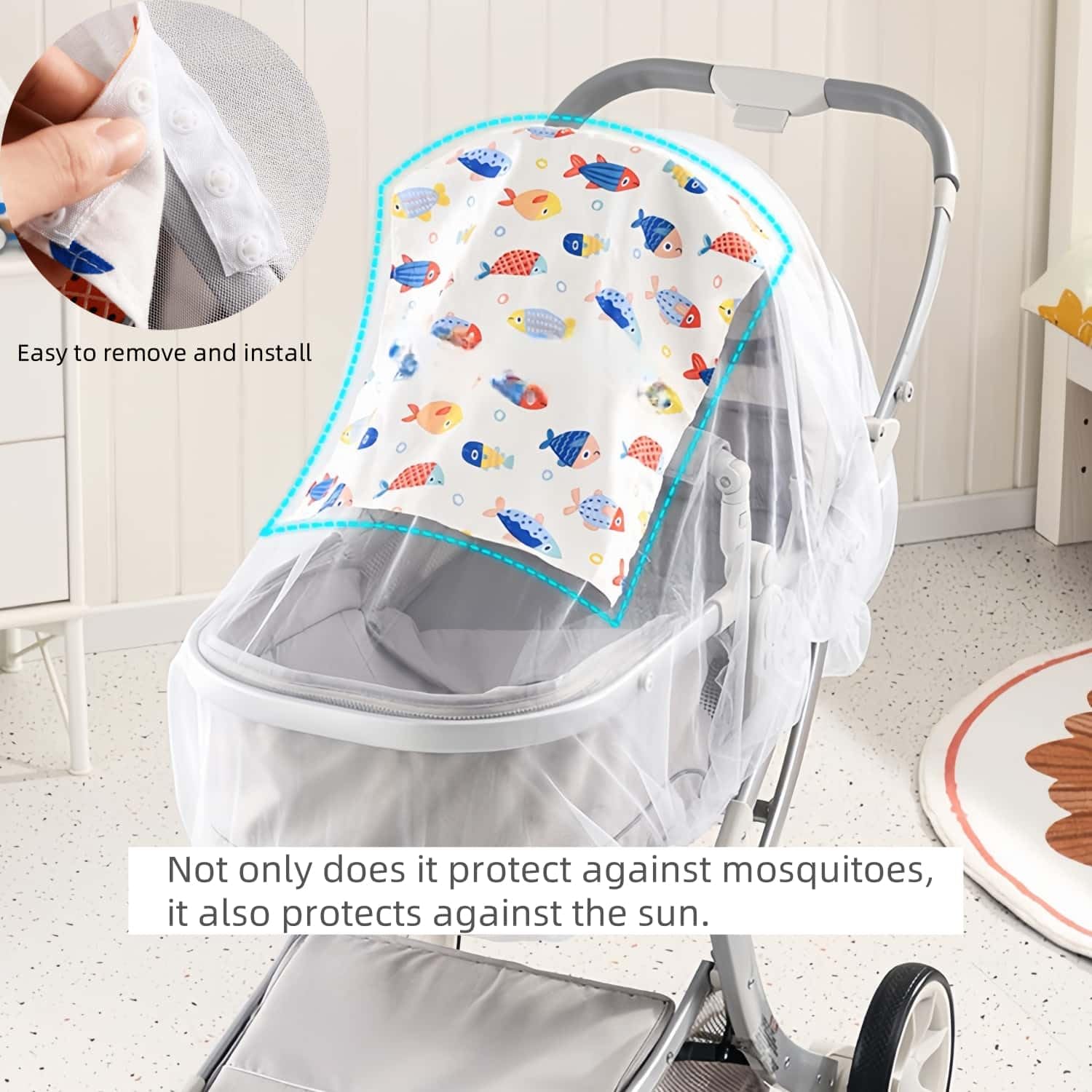 Zanzariera Universale Per Passeggino 2 In 1 - Protezione Antizanzare E UV Per Bambini - Foto 4