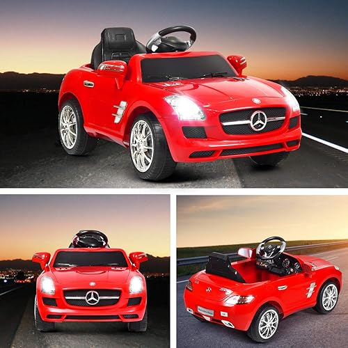 Miniatura 7 de Costzon Auto de paseo con licencia Mercedes Benz SLS auto eléctrico alimentado por pilas para niños con control remoto parental luces música MP3