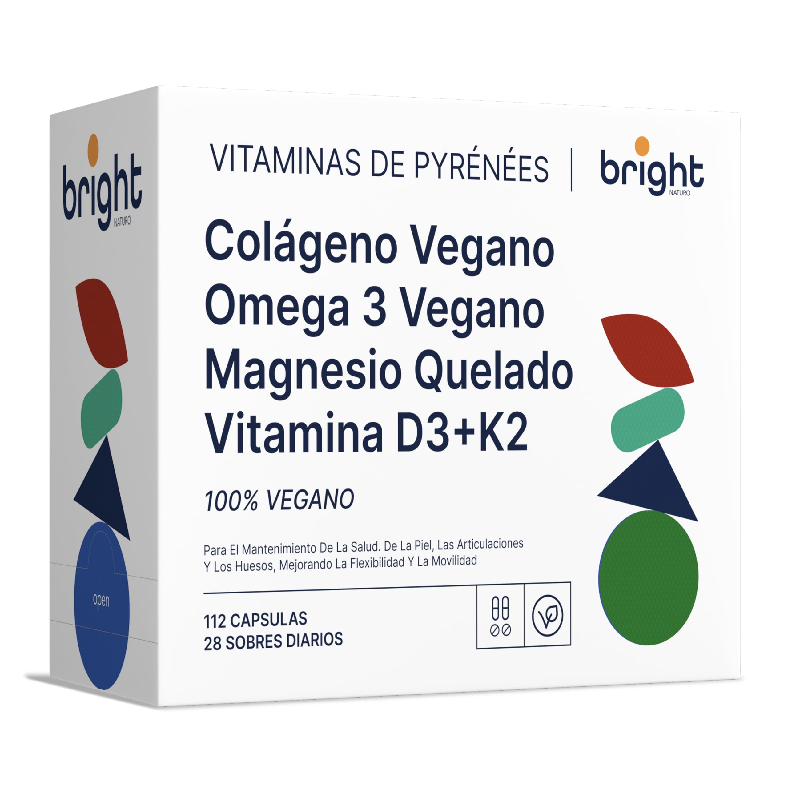Gestión de la Longevidad | Vitamina D3 y K2 4000 UI, Magnesio, Omega 3 Vegano, Colágeno Vegano - Sin OMG | Poderosa sinergia de vitaminas y minerales l 28 Dosis Diarios