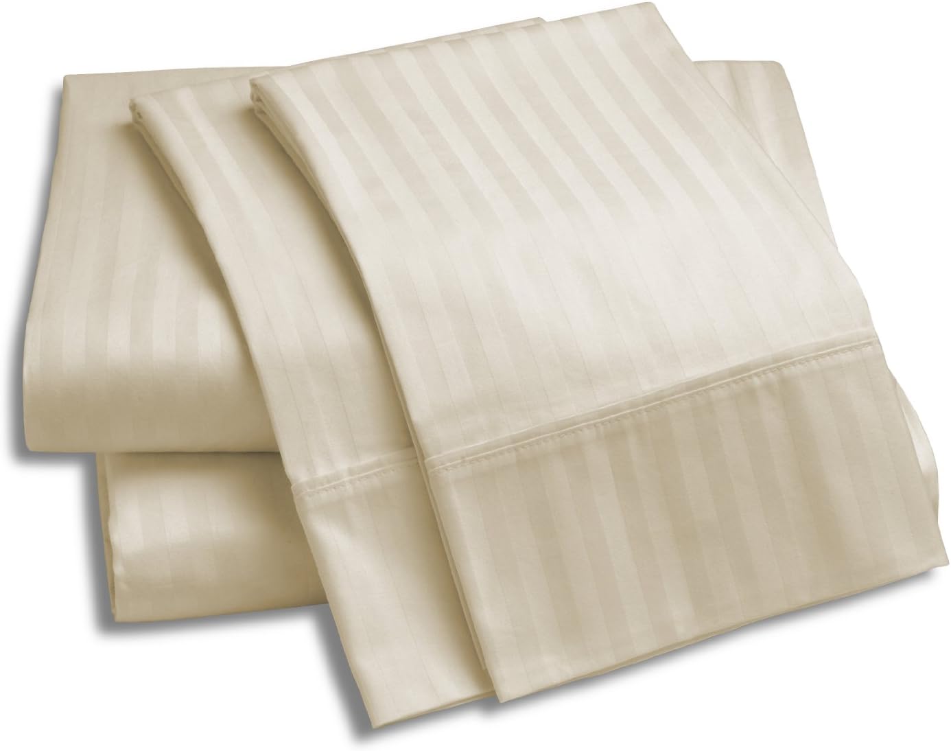 The Grand 1000-Thread-Count 100% Egyptian Cotton Sheet Set, Queen, Ivory Striped