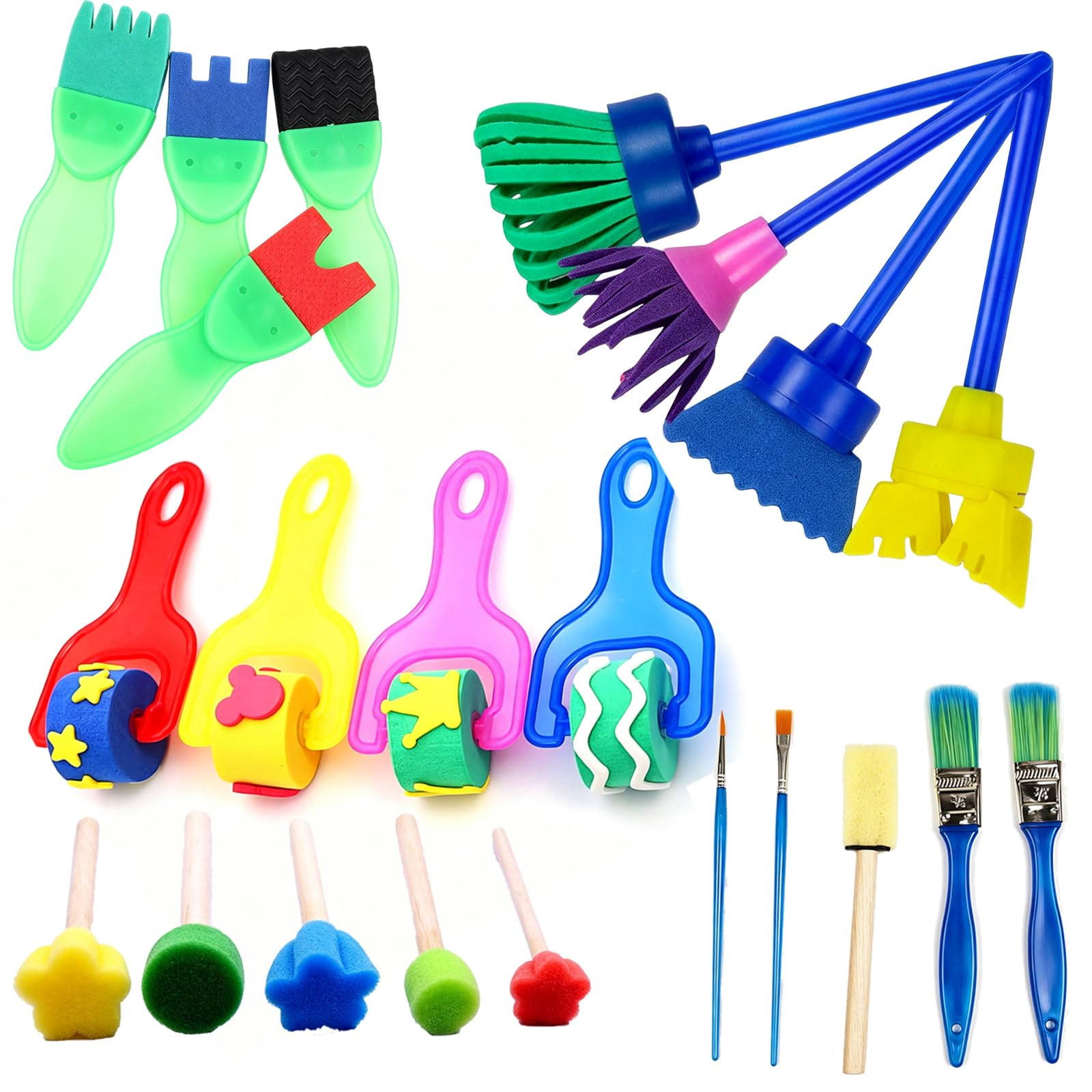 22Pcs Colorful Paint Brushes, Paint Brush Set Beginners