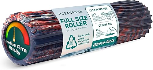 Oceanfoam Tidal Roller - Rodillo de espuma para masaje muscular para dolor de espalda y estiramientos, textura de onda ancha, diseño ergonómico,