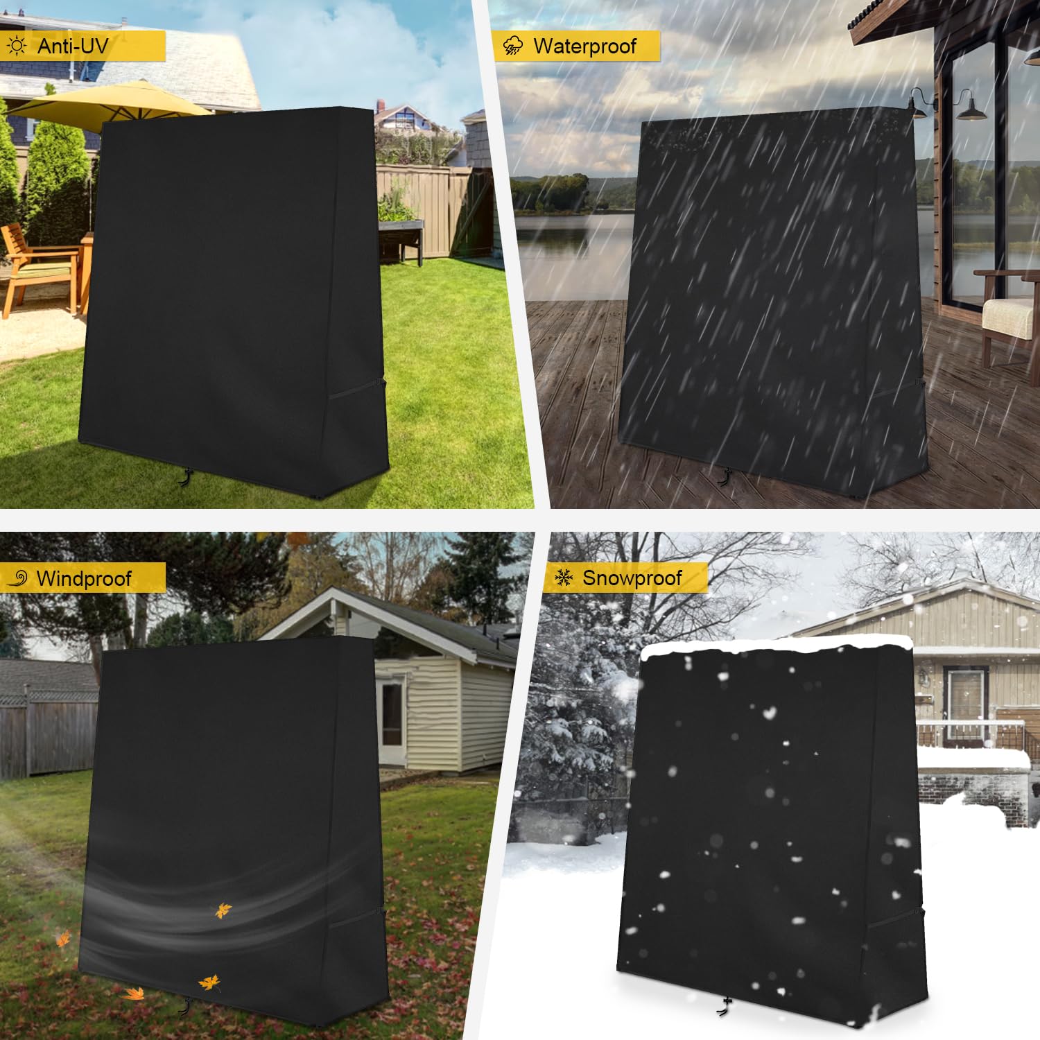 Dokon Funda Mesa Ping Pong Exterior Impermeable Funda Protectora para Mesa de Ping-Pong Plegable, Anti Viento, Anti UV Tela Oxford 420D Cubierta Mesas Ping Pong (165x70x185cm) - Negro