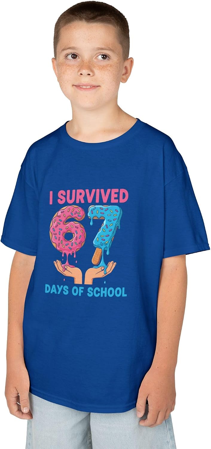 I Survived 67 Days of School Funny Donut Popsicle Kids Student Education Achievement Royal