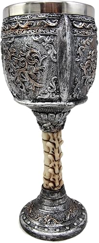 Miniatura 3 de Ebros Gift Calavera general del centurión romano con casco de galea, copa de vino, copa de cáliz, 6 onzas, esqueleto medieval, osario, huesos,