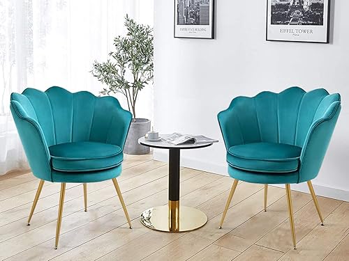 Juego de 2 sillas decorativas de terciopelo, sillones modernos para sala de estar, dormitorio, silla de tocador copetuda para vestidor, acabado