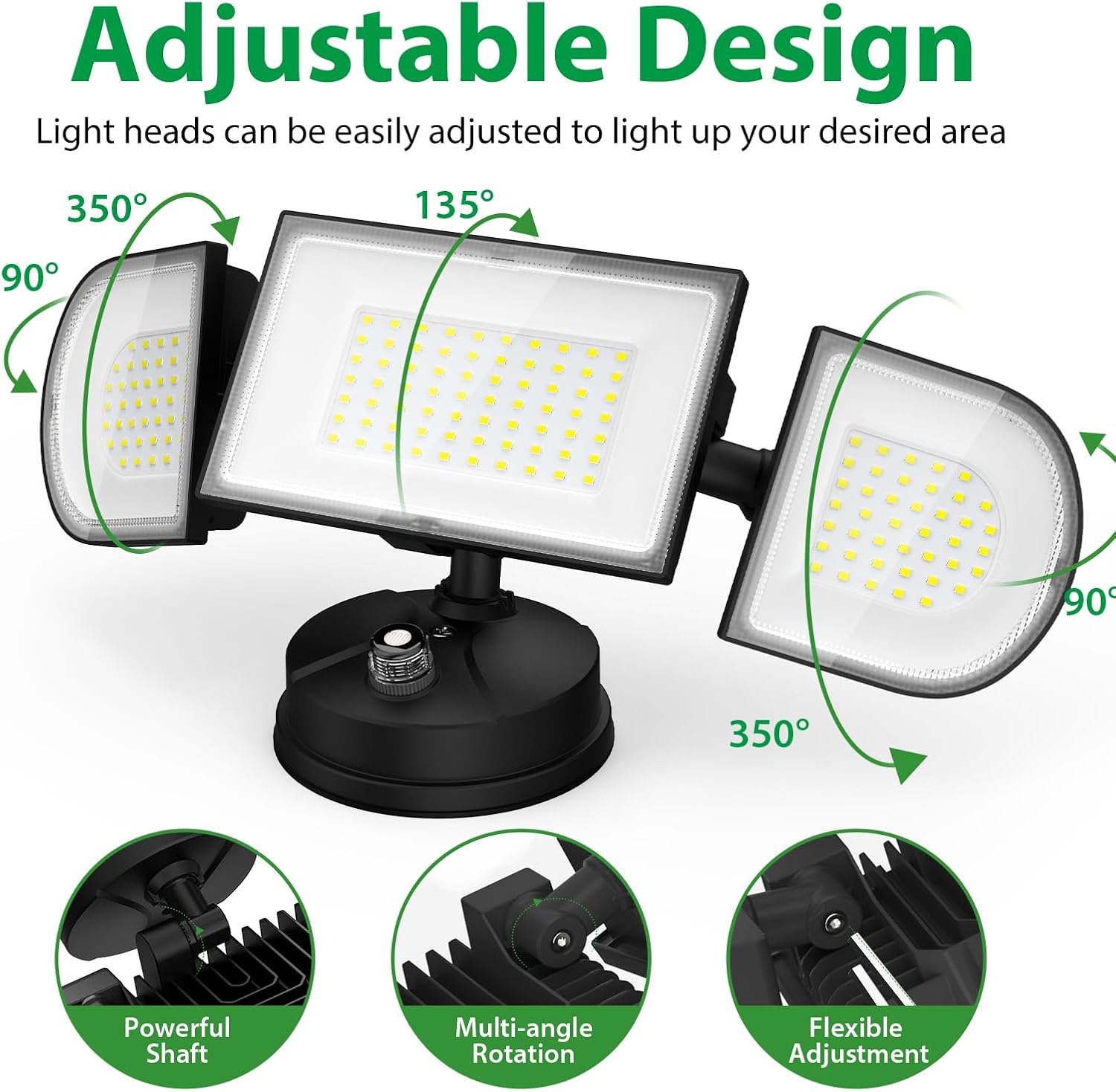 iMaihom 130W Dusk to Dawn Outdoor Lighting, 13000LM LED Security Floodlight with Photocell Auto On/Off, 3 Adjustable Heads, IP65 Waterproof, Hardwired for Garage, Yard, Driveway, 6500K Daylight