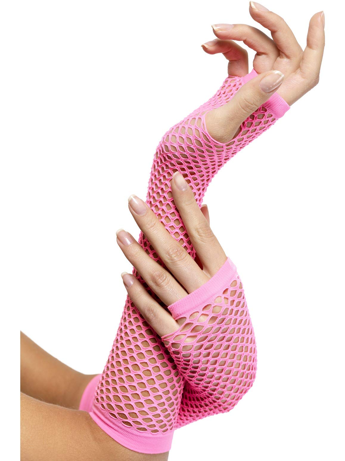 Fishnet Gloves Pink Long