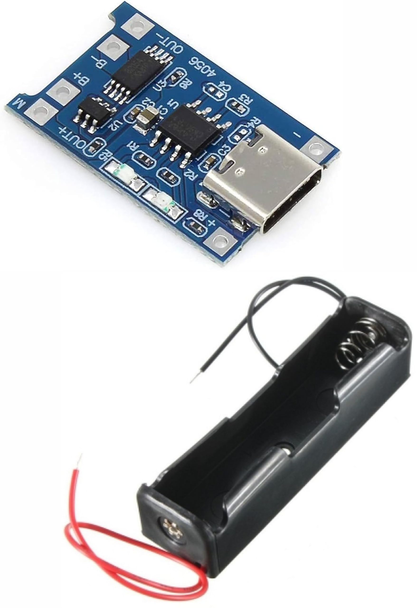 18650 Button Top Battery Holder with TP4056 Micro USB Charging Board | Pack of 2, Wire Leads Included, Overcharge Protection, Over-Current Protection, Discharge Protection-image-38