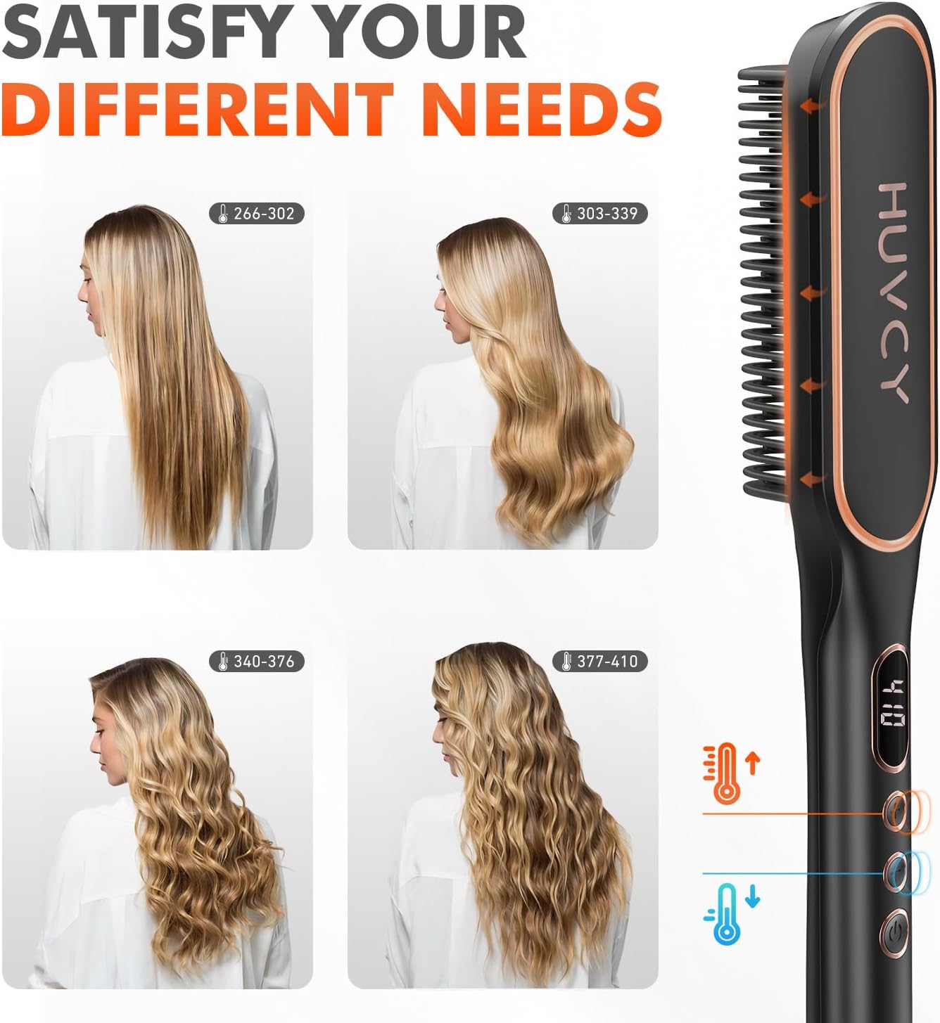 Hair Straightener Brush, Electric straightening Brush with Ceramic Quick Heating, Hair Straightener for Women,Dual Voltage Thermal straighetner Comb,Anti-Scald Safety Design