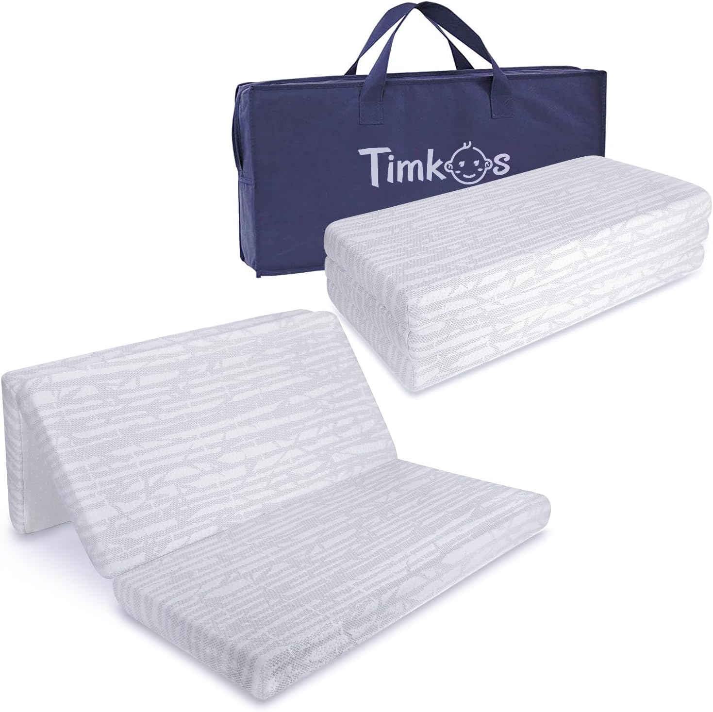 Timkos Travel Cot Mattress - Portable Baby Foam Mattress With Removable Zipper Cover and Carrying Bag, Waterproof for Playpen