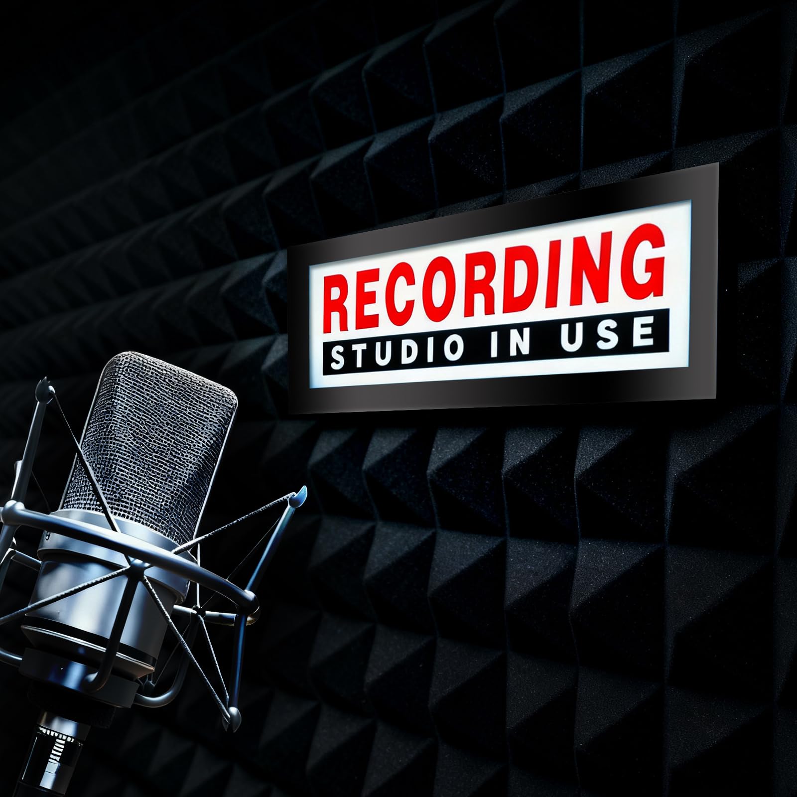 RECORDING STUDIO IN USE Light Box Recording Red LED Neon Lights Wall Mountable Dimmable Sign Light for Twitch Tiktok Youtube Streamers Radio Station Bar Club Decoration — image 1
