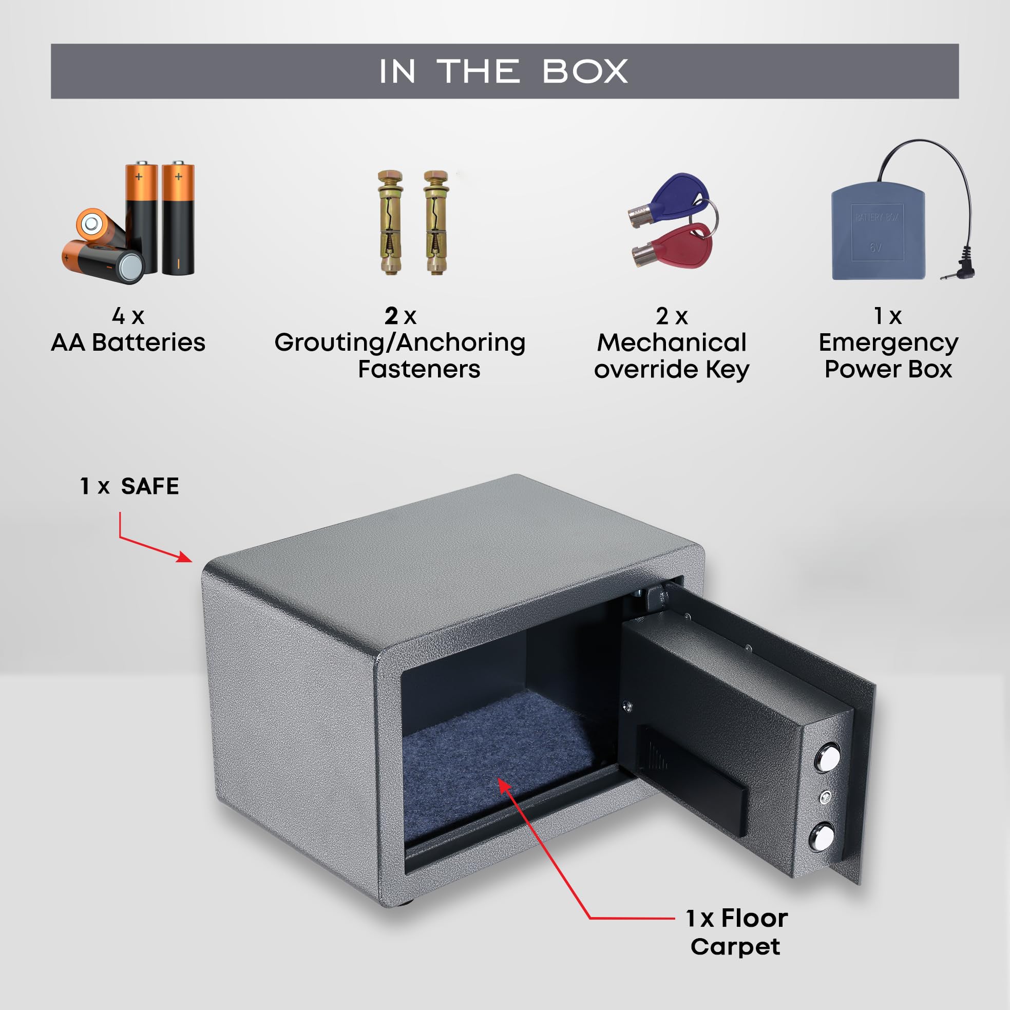 LAPO Safety Locker Box for Home, Safe Locker with Electronic Keypad & Emergency Keys with LCD Display, Tijori Box for Home, Office, Bedroom, 2 Year Warranty (Alloy Steel, 10 Liter, Weight-4.8 Kg,Grey) 2