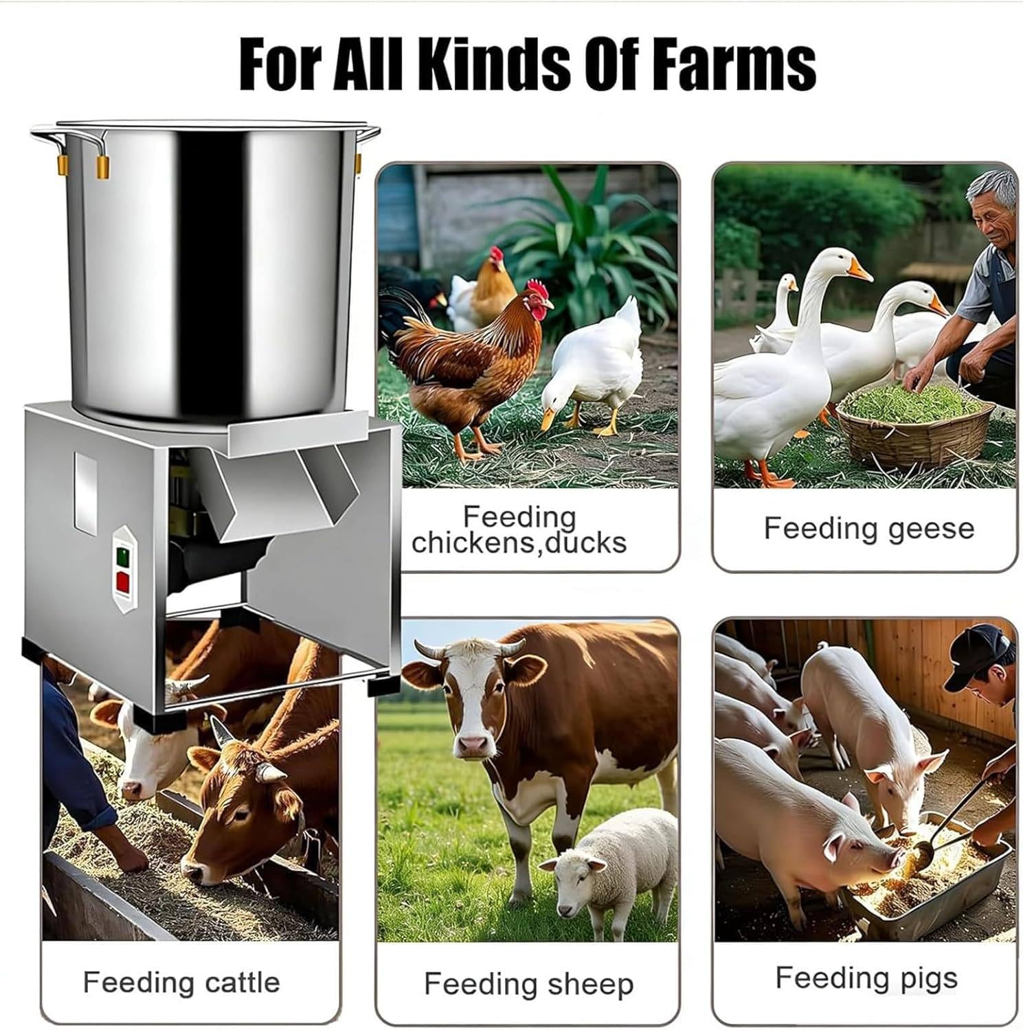 Procesador de alimentación para aves de corral, trituradora multifuncional de 1800 W con 4 cuchillas para un procesamiento eficiente de alimentación de aves de corral y corte ajustable