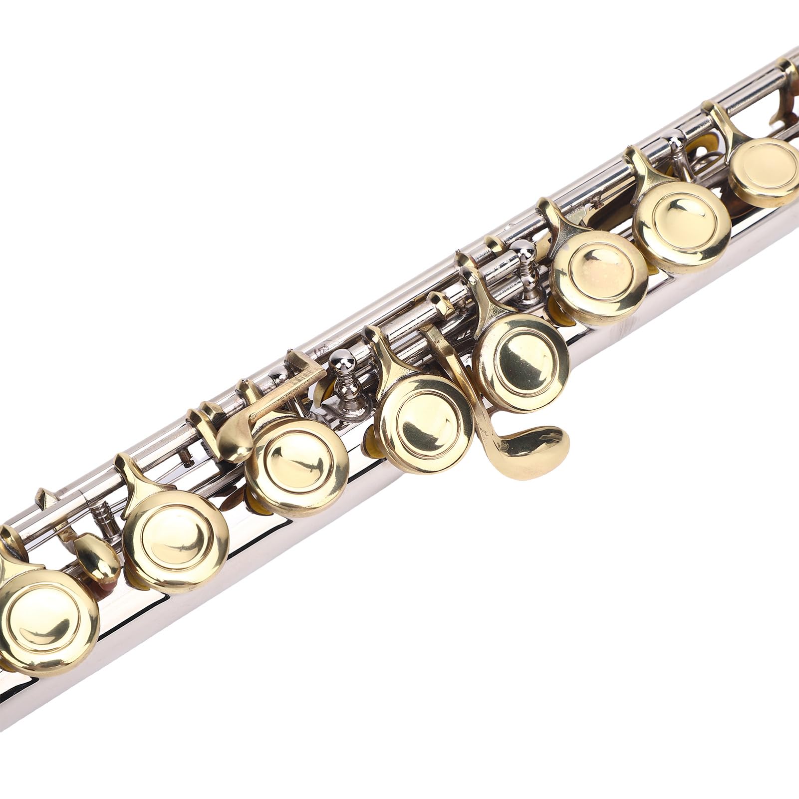 Eujgoov Flauta C de Orificio Cerrado con Teclas G Desplazadas y E Divididas, Cuproníquel, Ideal para Principiantes y Profesionales, Flauta de 16 Teclas con Accesorios Completos