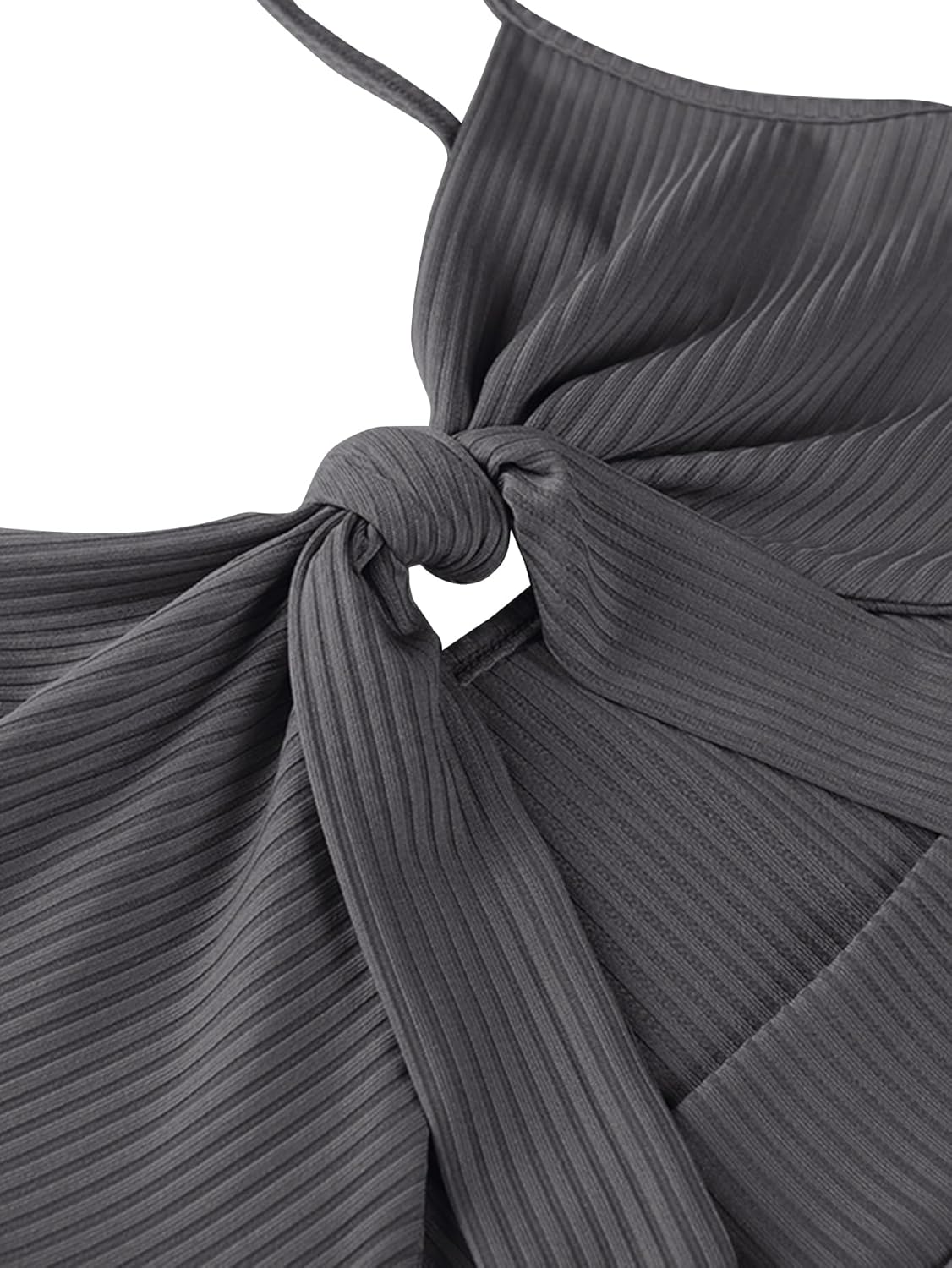 LYANER Women's Summer Tie Knot Cut Out Side Split Sleeveless Knit Bodycon Maxi Dress Sexy Vacation Long Sundress
