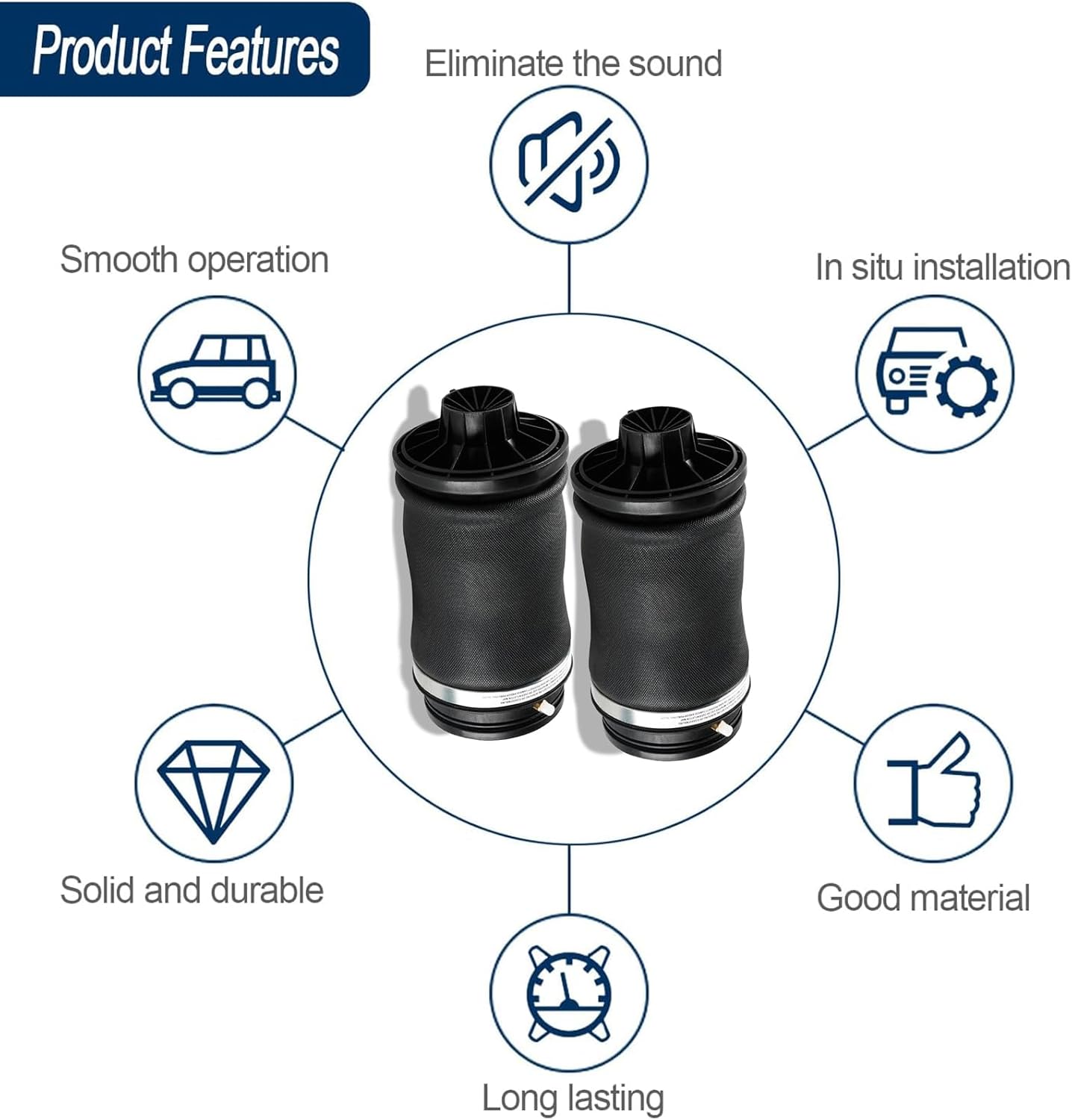 2PCS 1663200325 Replacement for Rear Air Spring kit Suspension Bags Mercedes Benz 2005-2015 X164/166 W164/166 GL-Class GL320/350/450/550 ML-CLASS ML320/350/450/500/550/63 AMG