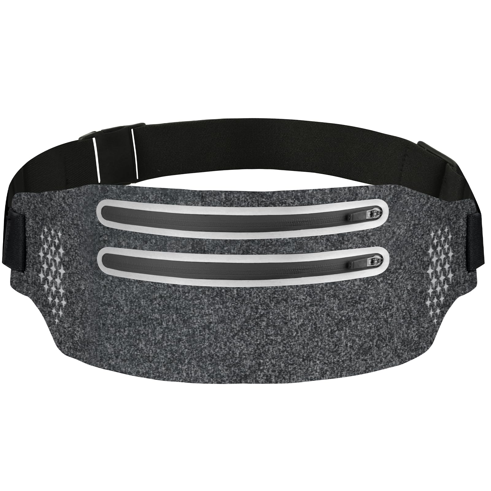 AOOSU Running Belt for Women Men, Bumbag with Waterproof Adjustable Elastic Strap, Lightweight Large Capacity Bumbag for Outdoor Jogging Belt Bag with Key Clip for Phones, Keys, Cards, Grey