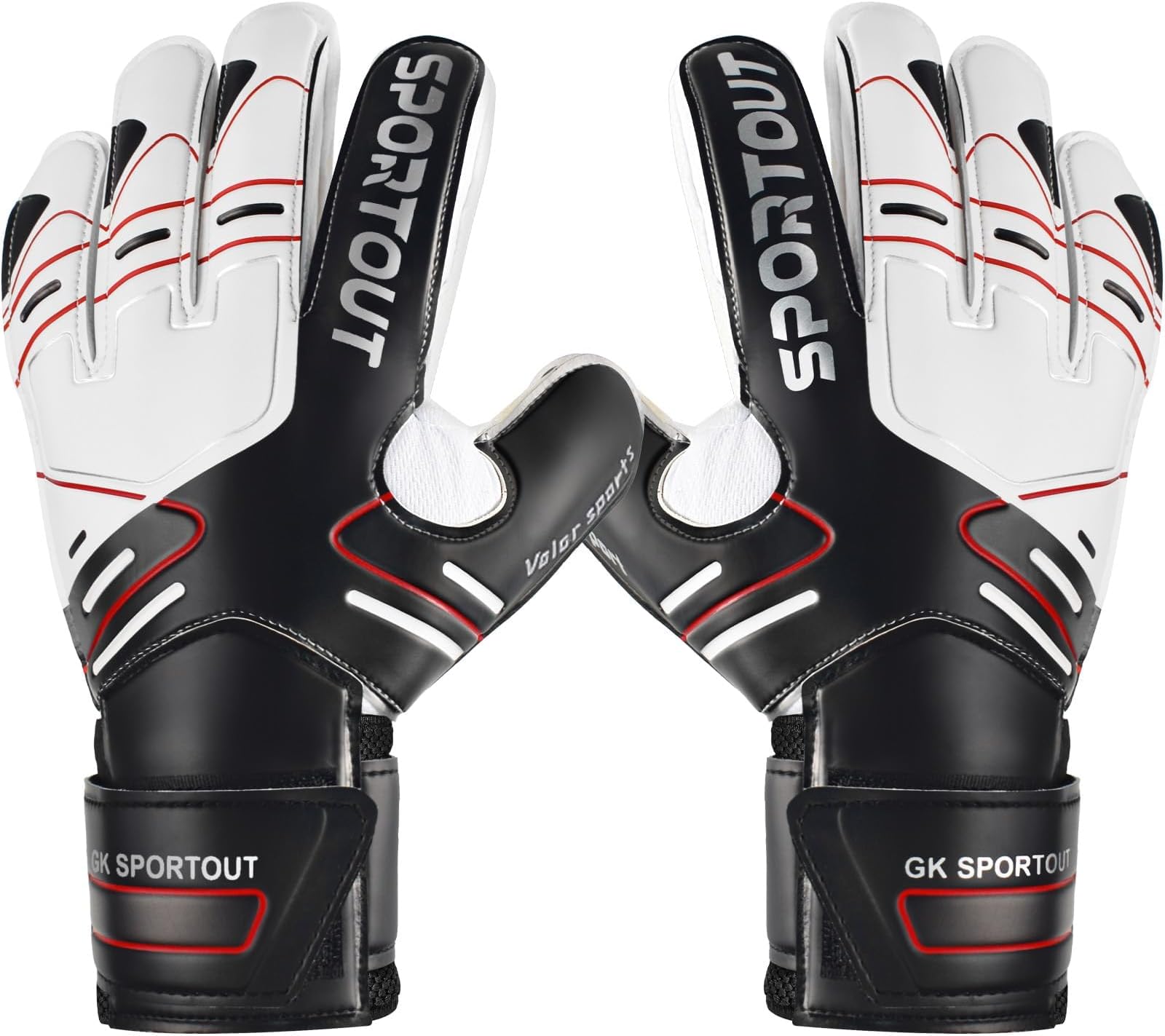 KASTWAVE Premium Football Goalkeeper Gloves for Adults & Youth - Superior Grip & Finger Protection for Ultimate Performance in Training & Matches (Size 7, Black)