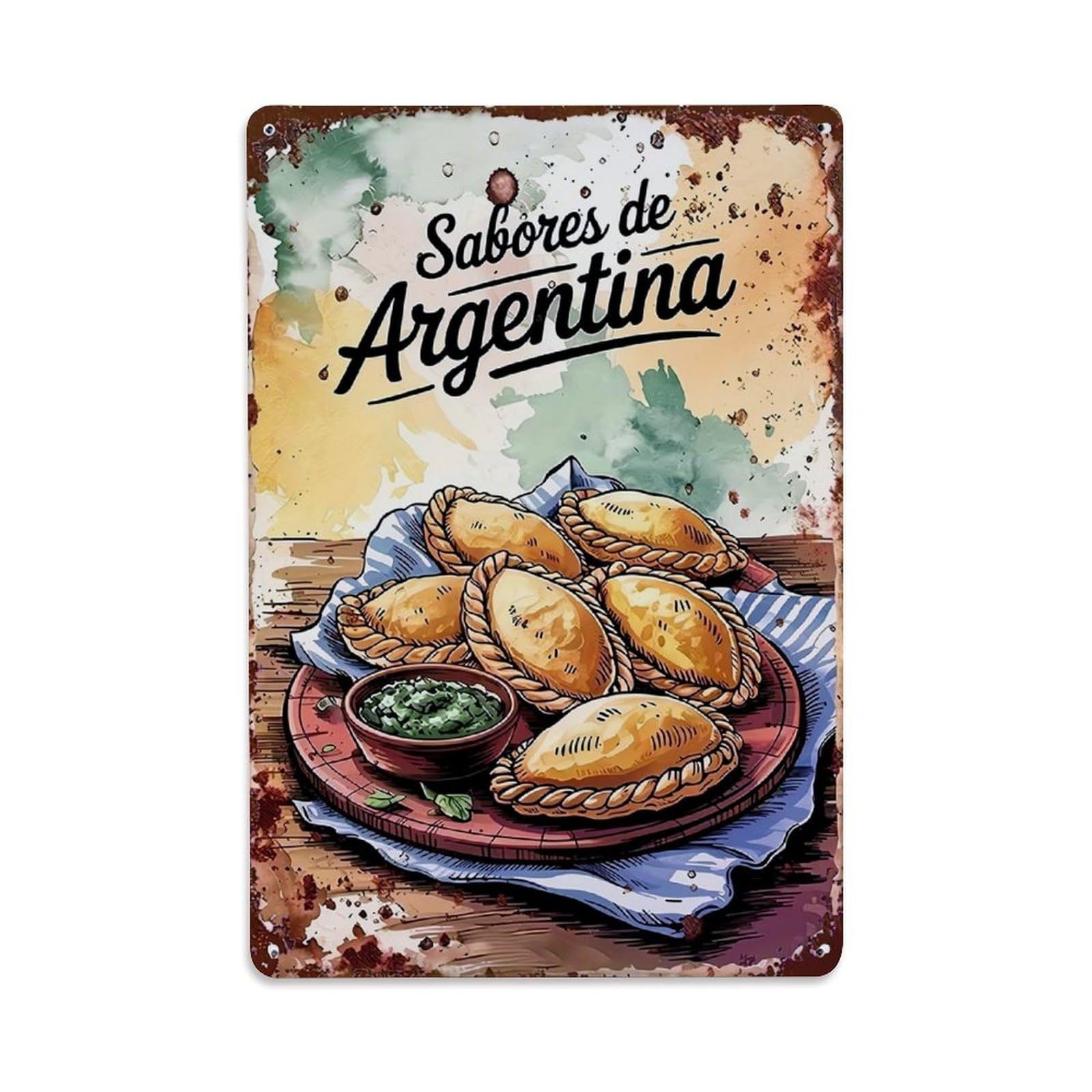 Jdfenggu Vintage Empanadas With Chimichurri Sauce Retro Metal Tin Sign, Decor Art Poster For Bar, Home, Man Cave, Kitchen, Laundry Room Gift 8X12inch