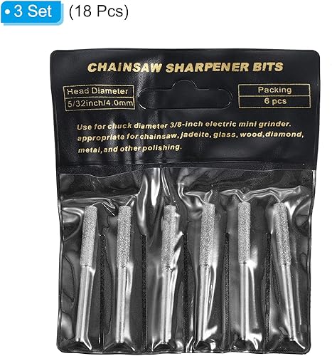 Miniatura 3 de PATIKIL Afilador de motosierra de diamante de 532 pulgadas, paquete de 18 herramientas de afilado para pulir piedra, color plateado