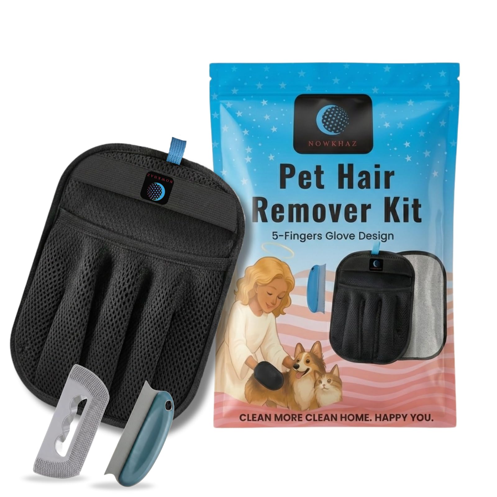 Elektrostatische Tierhaarentfernungshandschuhe, verbesserter Hundehaarentferner, müheloser magischer Busch, Tierhaarentfernungswerkzeug für Sofa, Teppiche und Autositze, 2 Stück