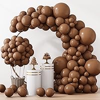 Vista 1 de RUBFAC 129pcs Brown Balloons Different Sizes 18 12 10 5 Inches for Garland Arch Kit, Premium Boho Coffee Brown Latex Balloon for Birthday Party